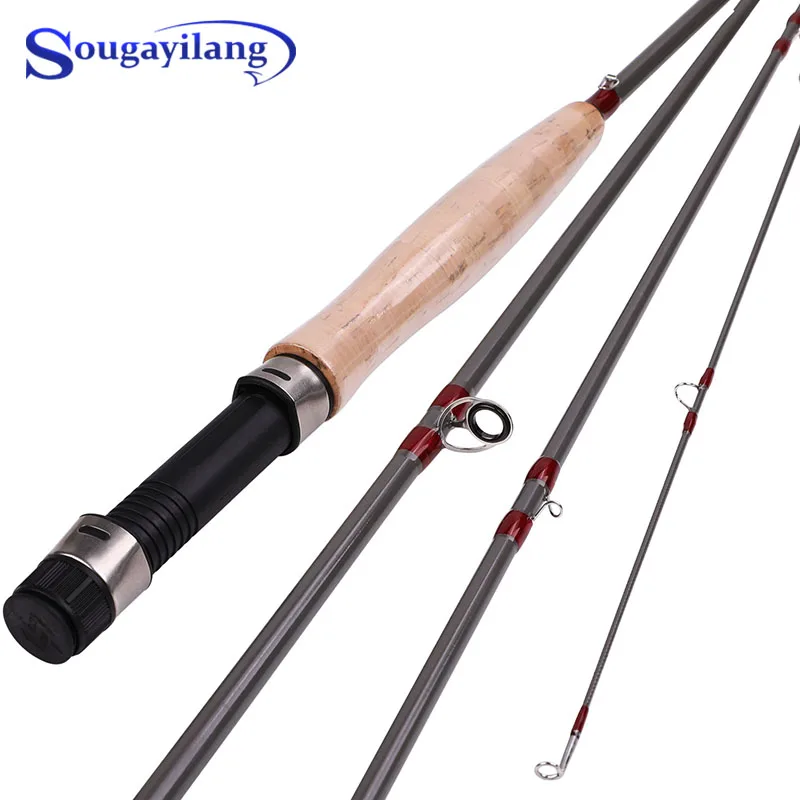 

Sougayilang 2.7M Fly Fishing Rod Line Wt 5/6 4 Section Fly Fishing Rod and Fly Reel Set Soft Cork Handle Fly Rod for Freshwater