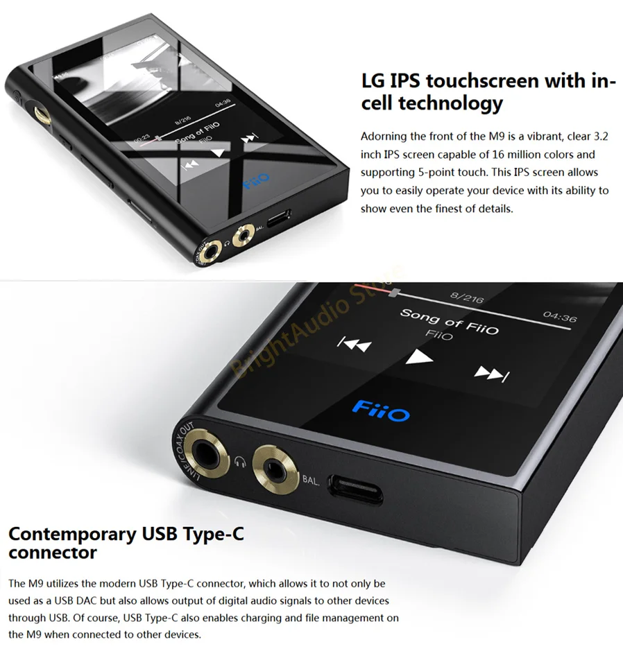 FiiO M9 HIFI AK4490EN* 2 Сбалансированный wifi USB DAC DSD Портативный Аудио MP3 плеер с высоким разрешением Bluetooth LDAC APTX FLAC