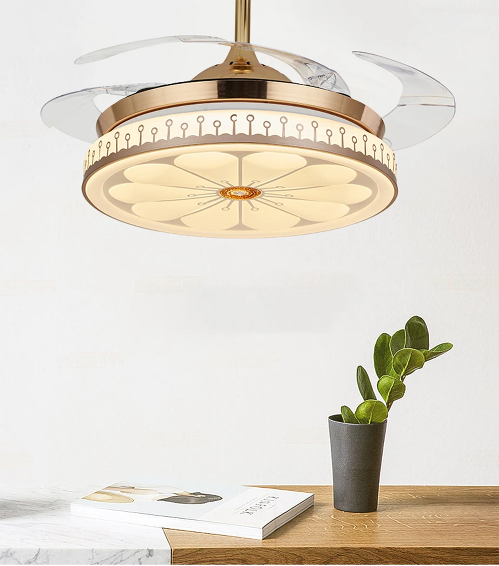 Ventilador De Techo con Iluminaci/ón Ventilador De Techo LED Ventilador De Luz Velocidad del Viento Ajustable Control Remoto Ajustable 80W LED Luz De Techo Color Opcional,Blanco,110V