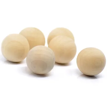 

5Pcs Natural Color Round Wood Beads Ball No Hole Crafts Jewelry DIY Findings 50mm