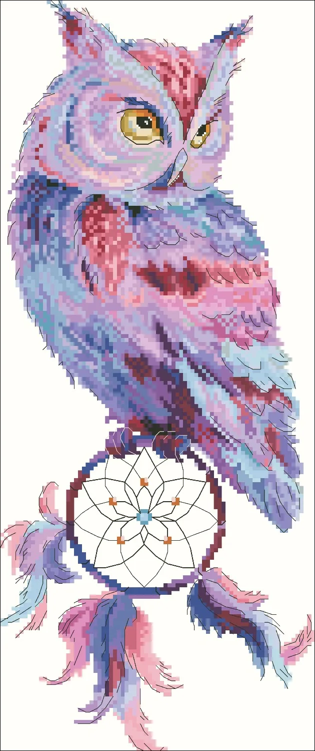 Cross Stitch Kit Cross Stitch Tools Dream catcher and owl cross stitch package animal 18ct 14ct 11ct cloth cotton thread embroidery DIY handmade needlework