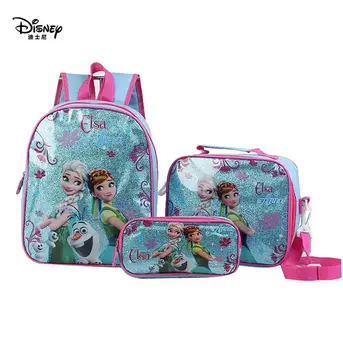

3pcs Disney princess children backpack Elsa bag pencil cartoon case Frozen girl boy gift bag for school student