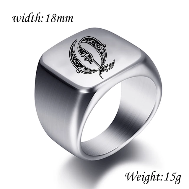 91268-8c4ff4.jpg Bagues personnalisées à graver initiale pour hommes, chevalière masculine en acier inoxydable, bijoux vierges, bande, ton argent poli, taille américaine