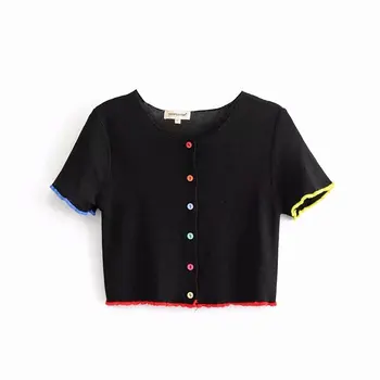 

Fashion New DJF25-6906 European and American Fashion Style Retro Colour Coloured Round-collar Clothes