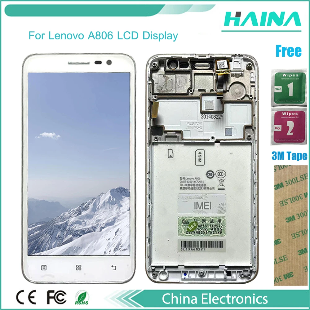 

5.0"LCD Display For Lenovo A806 Lcd Digitizer With Touch Screen Digitizer LCD Assembly Replacement Part