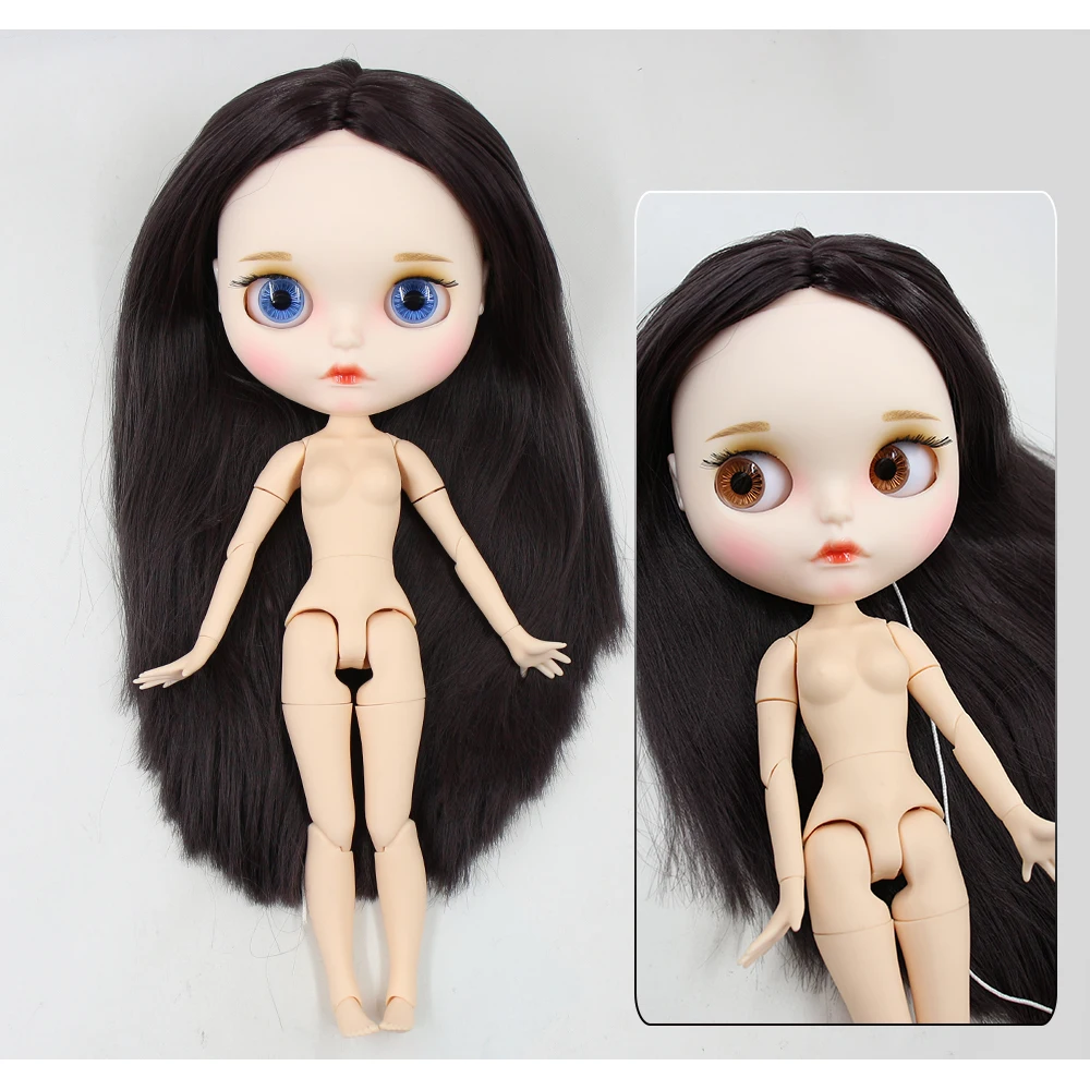 Neo Blythe Doll with Black Hair, White Skin, Matte Pouty Face & Custom Jointed Body 1