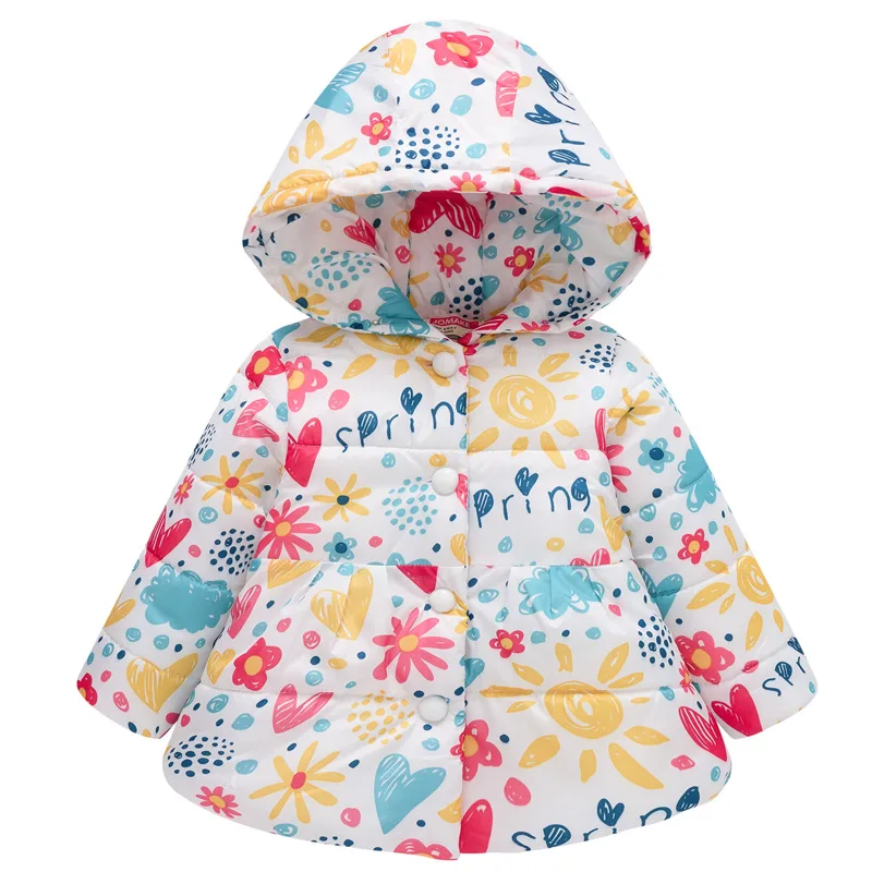 Зимняя Детская Хлопковая одежда с капюшоном для маленьких девочек; детская одежда; детская зимняя куртка; детское пуховое пальто с капюшоном - Цвет: 12