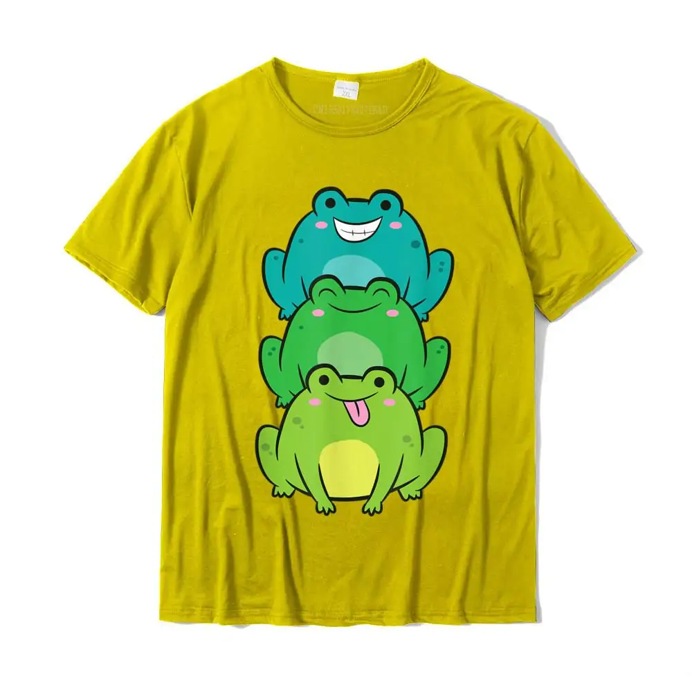 Cool Casual ostern Day Cotton Fabric O Neck Men Tops T Shirt Street Top T-shirts Coupons Short Sleeve T-shirts Cute Frogs Cartoon Frog Kawaii Frogs Love Frogs T-Shirt__MZ22863 yellow