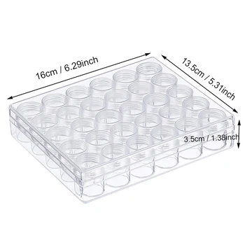 

30pcs Nail Art Tools Clear Plastic Bead Jewelry Storage Box Containers with Small Round Jars Empty Storage Case Container