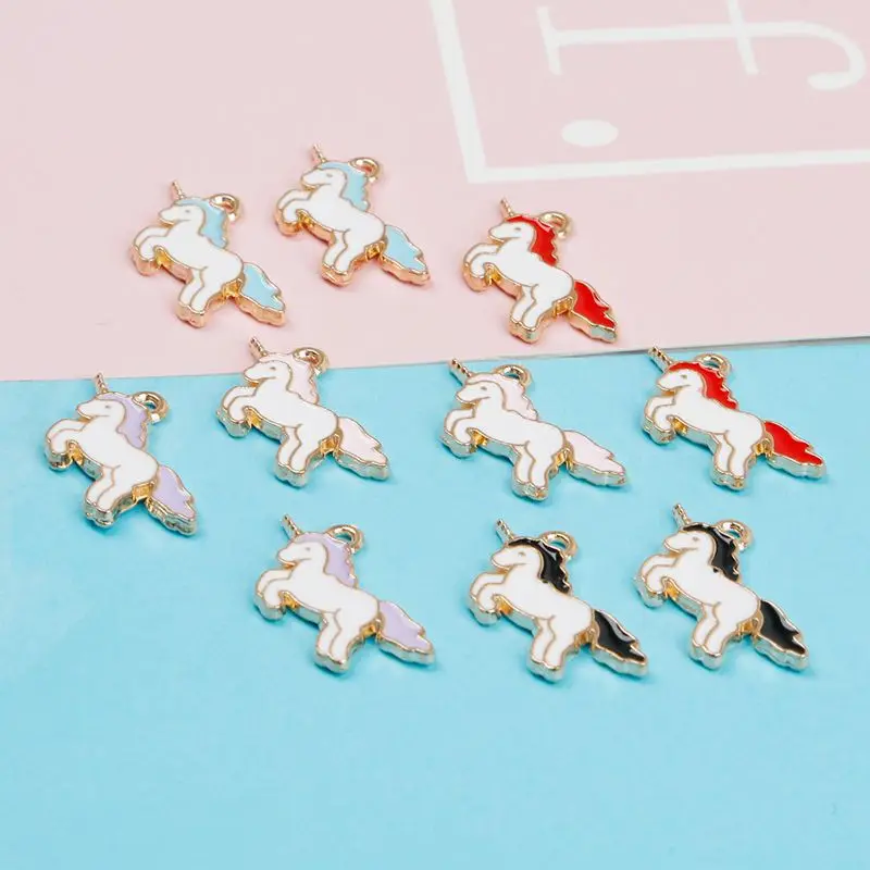 

DIY Entirely Handmade Exquisite Accessories Alloy Oil Drop Cartoon Unicorn Earrings Ear Stud Auricular Needle Pendant Material