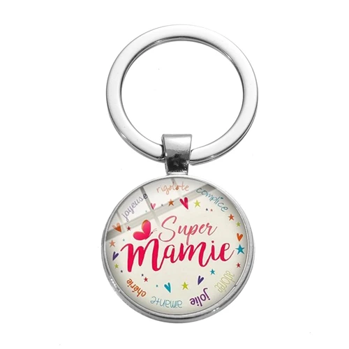 SONGDA Charm Super Mamie брелок Je Suis Une Mamie Super Papy с буквенным узором стеклянный металлический брелок для ключей с дедушкой и бабушкой ювелирный подарок - Цвет: Style 15