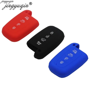 

jingyuqin 30pcs For Hyundai Sonata Elantra Veloster Tucson Elantra Kia Sportage R Sorento Silicone 4 Buttons Car Key Case Cover