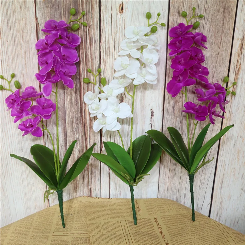 1Pcs 2 Heads Artificial Flower Phalaenopsis Fake Silk Cloth Butterfly Orchid Plastic Potted Home Party Decoration Four Color JH159 (3)