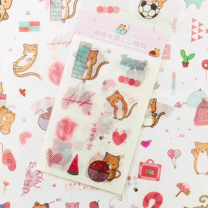 6 шт./лот, креативные милые наклейки из мультфильмов Kawaii Cat, украшения для рук, фото, сделай сам, наклейки, школьные канцелярские принадлежности, 06553