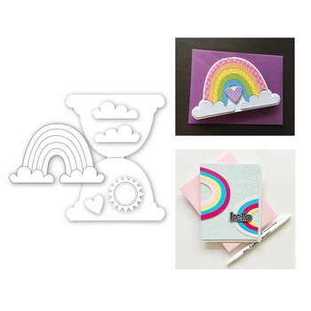 

2020 New Metal Cutting Dies Cuts and Clear Stamps Scrapbooking For Paper Card Making Rainbow Wafer Embossing Frames Craft Sets