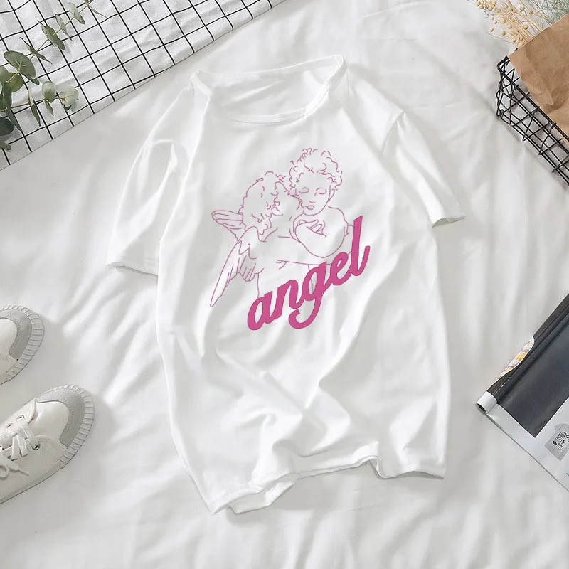 Angel Aesthetic Kawaii T Shirt Women Harajuku Korean Style T-shirt Ullzang Cute Grunge Tshirt 90s Graphic Fashion Top Tee Female