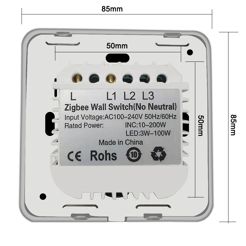 Умный выключатель Lonsonho Tuya Zigbee не нейтральный с металлической рамкой