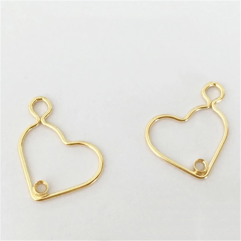 14K Gold Filled Heart Charm With White Ring 15.5MM Gold Pendant For Bracelet Necklace Earring DIY Jewelry Accessories Findings