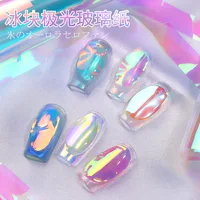 Aurora Ice Cellophane Nail Decorations Boxed New Laser Laser Glass Sequins Stickers Nail Art Sequins Nail Stickers Designer