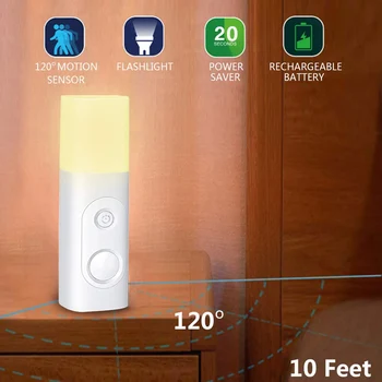 

Bedside Motion Sensor Night Light USB Rechargeable Portable Table LED Light Cordless Bedroom CLH@8