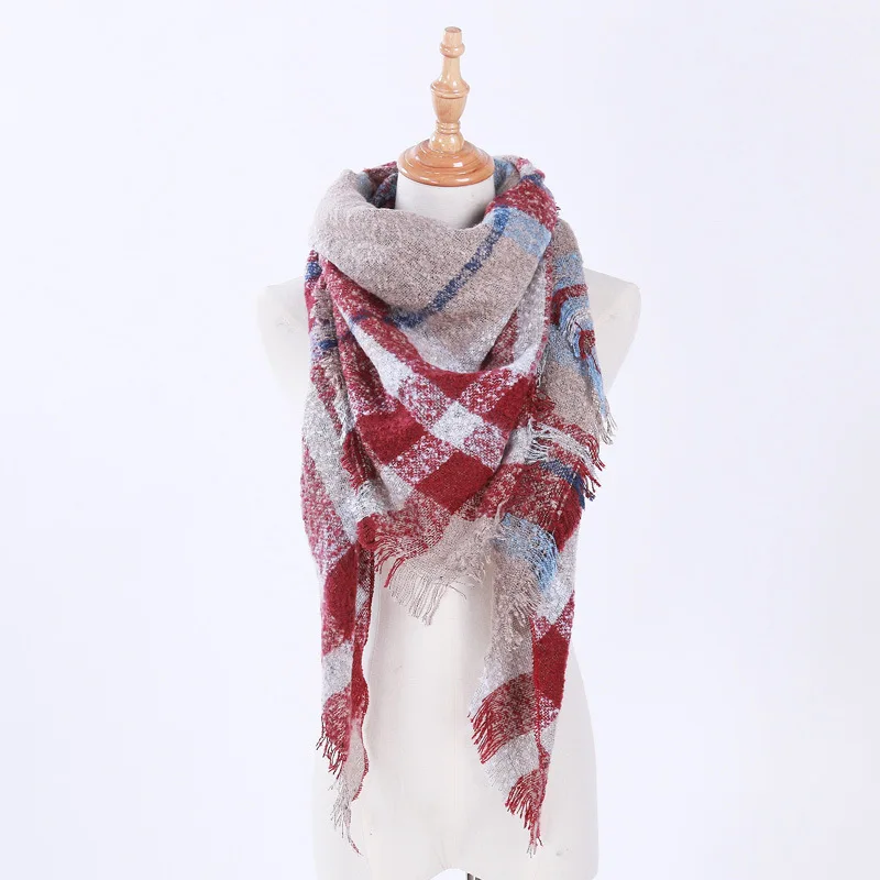 YRRETY Acrylic Scarf Knitted Spring Winter Women Winter Thick Scarf Ladies Scarves Plaid Pashmina Cashmere Shawl Hair Pashminas
