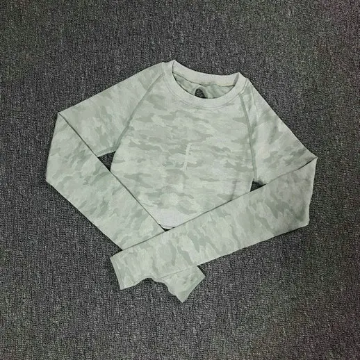 Green Top Камуфляжный комплект из 3 предметов, бесшовные леггинсы, спортивный бюстгальтер с длинным рукавом, укороченный Топ для женщин, одежда для бега в тренажерном зале с высокой талией, для фитнеса, спортивный костюм для йоги - Цвет: Green Top