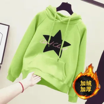 

Guard women plus velvet winter new plus thick velvet shirt loose large size hooded hooded coat clothes hoodies women bts 4XL