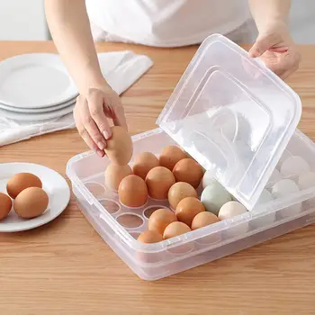 

Portable Plastic Egg Tray Holder Storage Box Container Organizer Bin With Lid For Kitchen Refrigerator Fridge 34 grid 40a