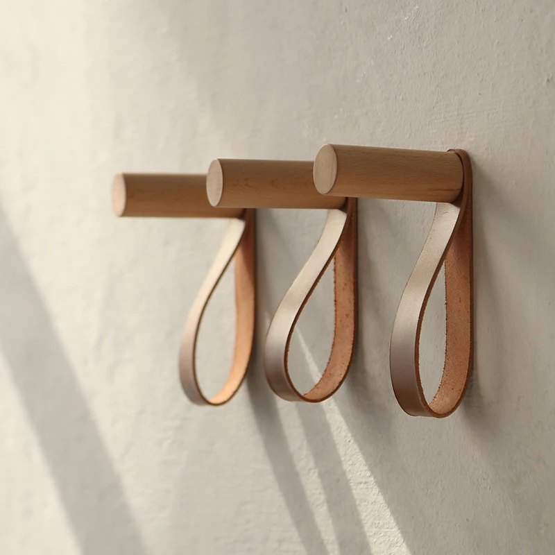Natural Wood Clothes Hanger Wall Mounted Coat Hook Decorative Hat Scarf Hanger 