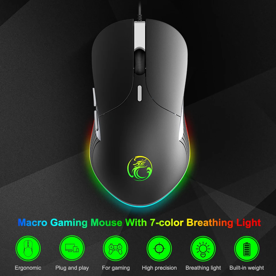 

Gaming Mouse Gamer Computer Mouse Gaming 6400DPI Professional PC Mouse Wired Ergonomic Mause Cable USB Mice Laptop Game Mause