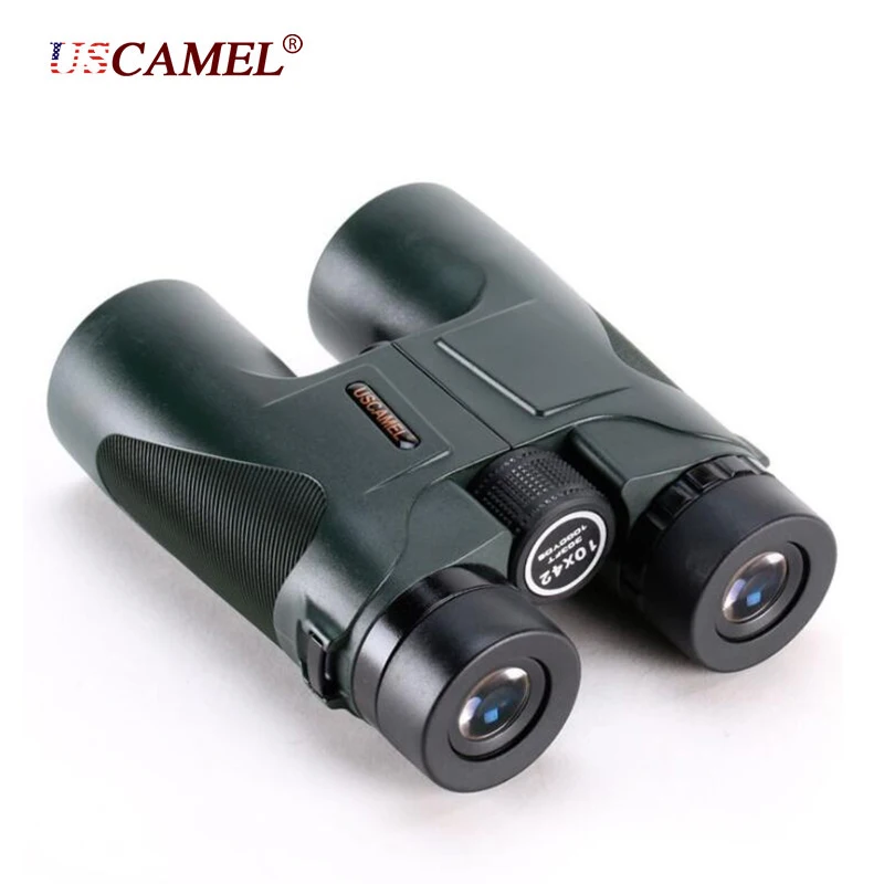 Зеленый USCAMEL10x42 HD бинокль профессиональный военный охотничий телескоп дорожный зум высокой четкости видения армейский зеленый черный - Цвет: Зеленый