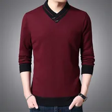 Мужской осенний свитер зимний длинный рукав тонкая трикотажная Базовая рубашка футболки для молодых мужчин и женщин свитер с v-образным вырезом