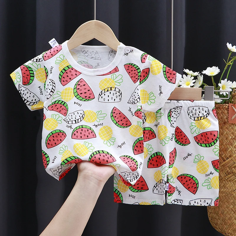 baby clothing set essentials Fashion Soft Kids Babys Pajamas Set Watermelon Outfit Boy Girl Cotoon Summer Suit Clothes Infant Clothing Costume For Girls baby clothing set red	