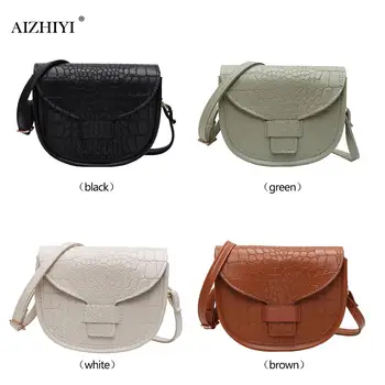 

PU Leather Shoulder Messenger Bag Women Alligator Pattern Fashion Small Crossbody Handbags Solid Color Ladies Purse