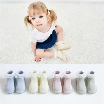 

2019 newborn shoes spring and summer girls lace toddler socks infant baby soft bottom non-slip floor socks boat socks