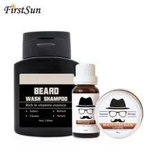 3 шт. уход за бородой Бро продукт борода Глубокая чистка шампунь масло для усов Бальзам воск рост волосы лица гуще эфирное масло