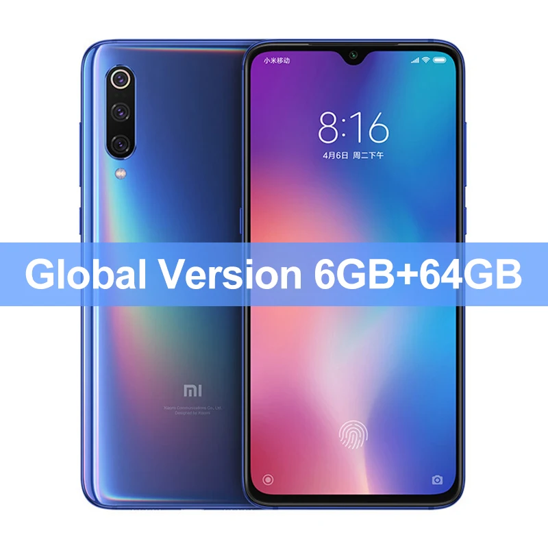 Глобальная версия Xiaomi mi 9 mi 9 6GB 64GB мобильный телефон Восьмиядерный процессор Snapdragon 855 6,3" AMOLED дисплей 48MP AI Тройная камера - Цвет: 6GB 64GB Blue