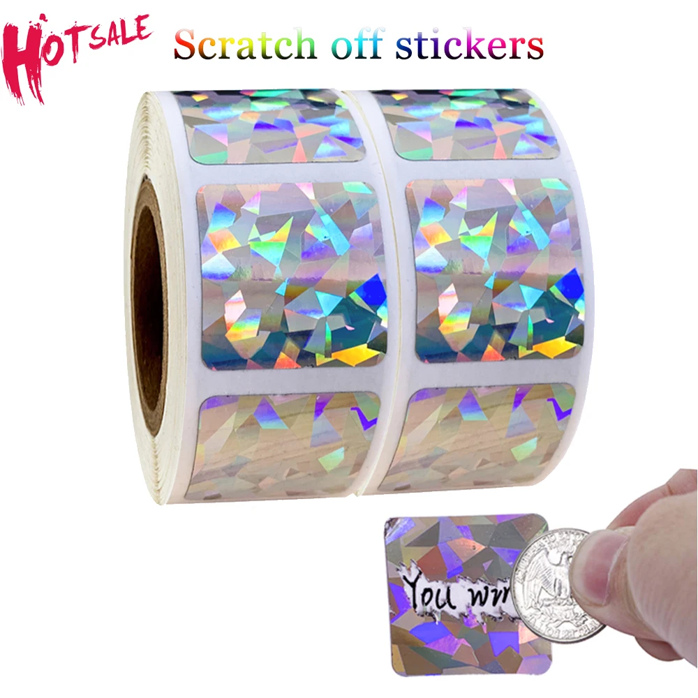 

300 Pcs Rectangle Dot Laser Scratch Off Stickers Labels Color Scratch Sticker For party games draws Office label