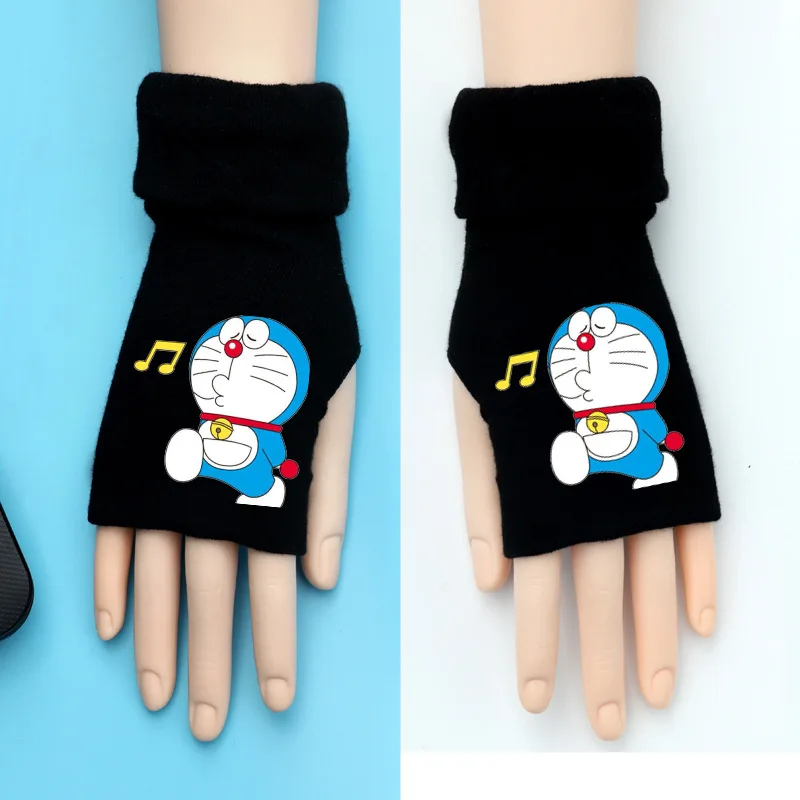 Doraemon аниме вязаные перчатки хлопок теплые половина пальцев запястья варежки Мода Косплей Реквизит аксессуары подарок зима