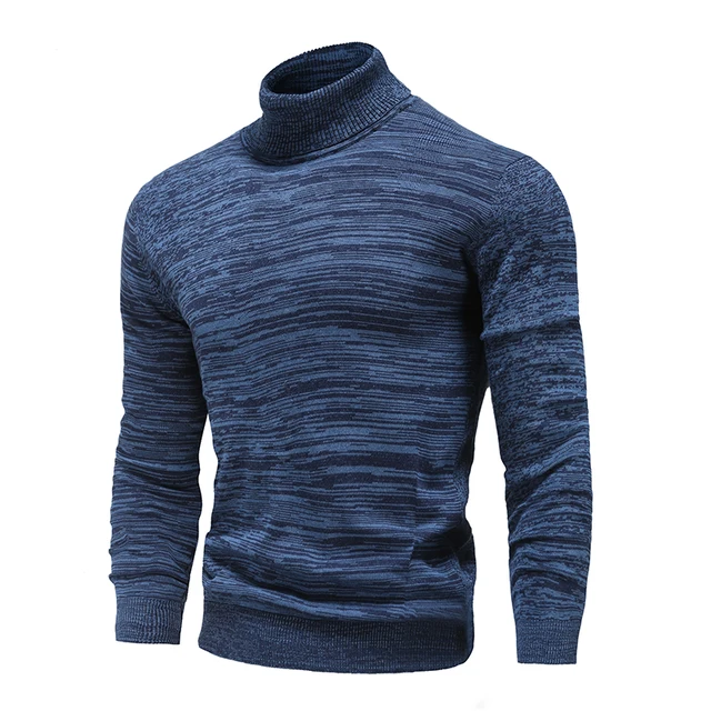 New Winter Men’s Turtleneck Sweaters Cotton Slim Knitted Pullovers Men Solid Color Casual Sweaters Male Autumn Knitwear
