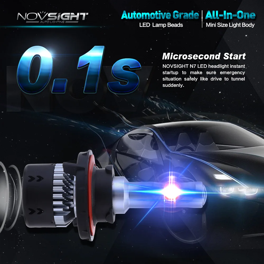 NOVSIGHT H4 H11/H8/H16jp H7 Светодиодные Автомобильные фары s лампы 70 Вт 10000LM H15