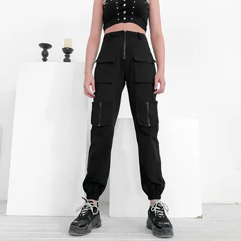 

Fashion women's European and American multi-pocket trousers BF cool overalls street ins tide