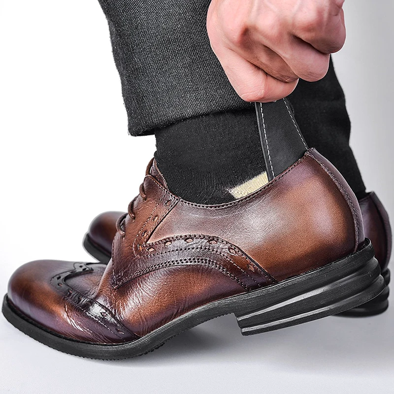 Portable Stainless Steel Shoe Horn Foldable PU Leather Handle With Keychain For Home