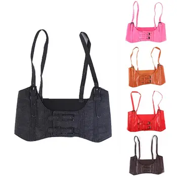 

Wide Party Leather Vest Waistcoat Strechy Elastic Soft High Quality Graceful Female 1PC PU Cowboy Jean Belt Comfortable Corset