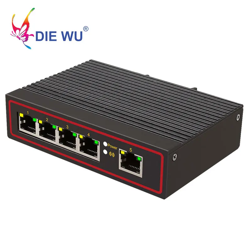 DIEWU промышленный сетевой коммутатор с 5 портами Ethernet 10/100 м усиленный din