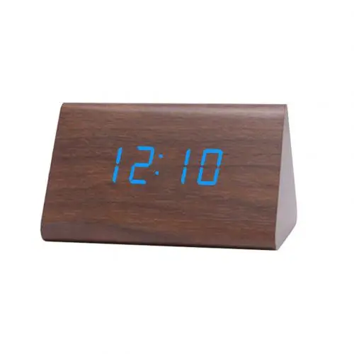 Цифровой мини-Портативный деревянный USB светодиодный ночной Светильник термометр Дисплей часы календарь и термометр выдумки будильник - Цвет: Bamboo Blue