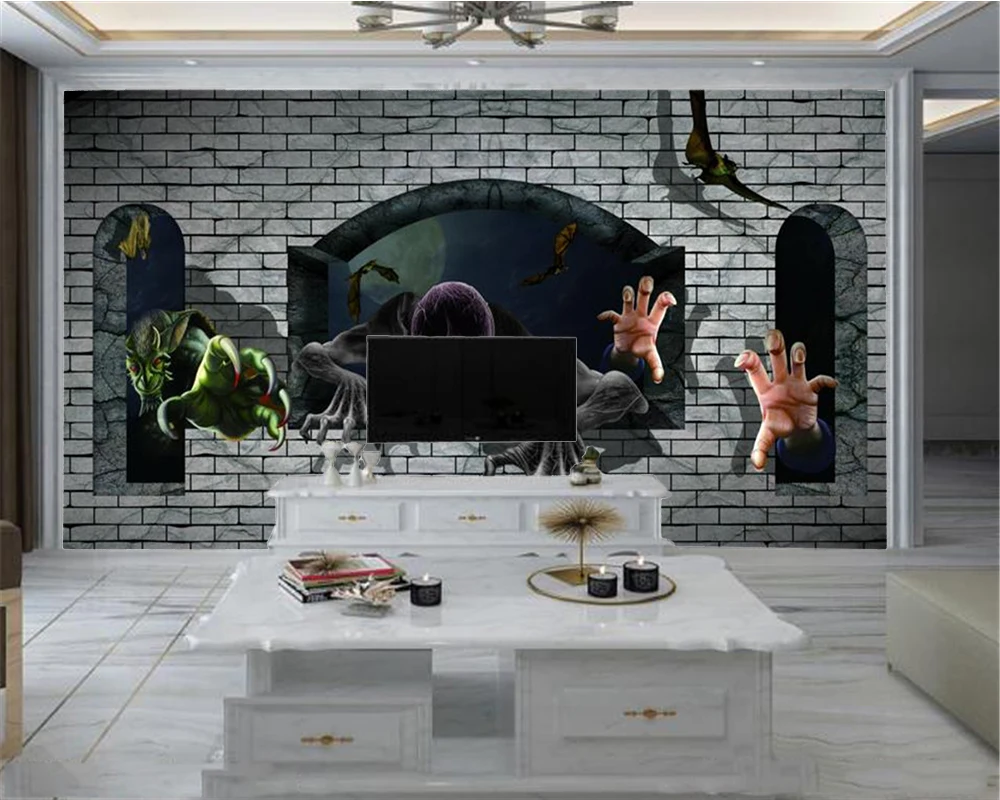 Custom Photo 3d Wallpaper Bat and Horror Haunted House Indoor TV Background Wall Decoration Mural Wallpaper