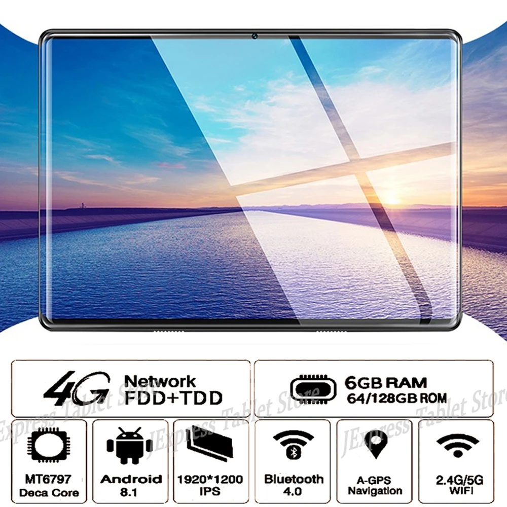 DHL бесплатно 10 дюймов 2.5D стекло планшетный ПК Android 8 1 Deca Core 4G LTE 6 Гб ram 128 rom 1920*1200 ips A