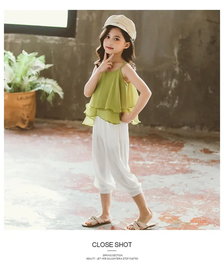 2041绿色吊带雪纺衫套装_12