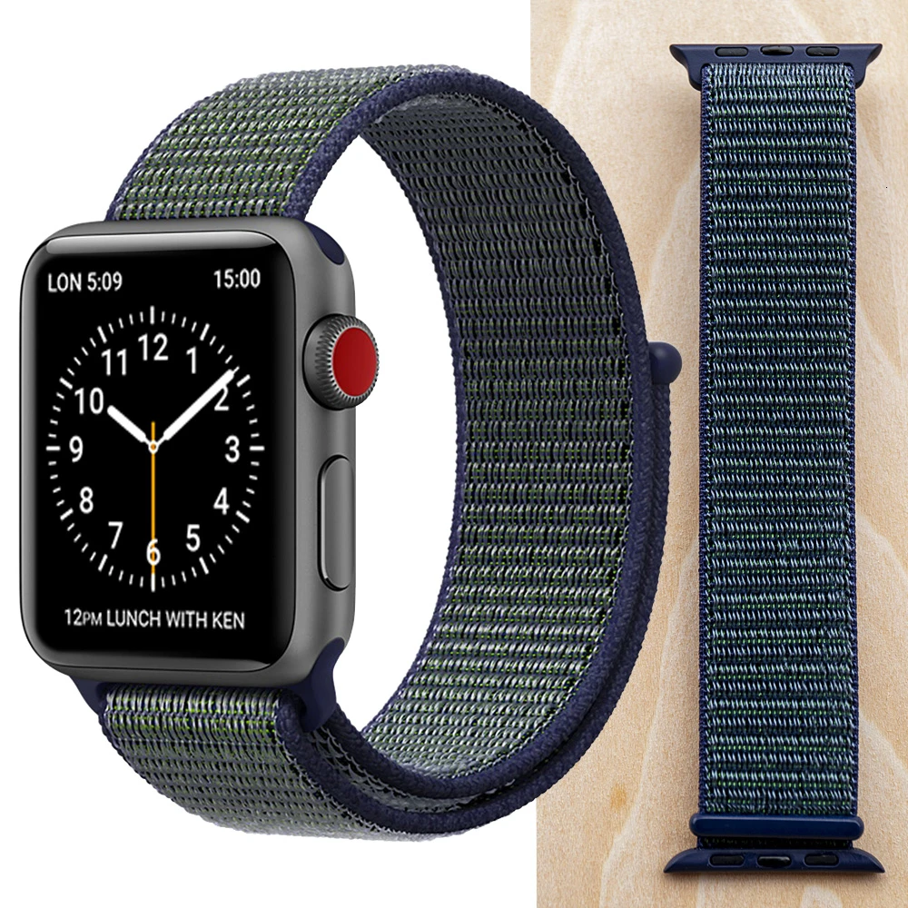 Midnight Fog Высококачественный нейлоновый спортивный ремешок для Apple Watch, ремешок 44 мм, серия 5, 4, 3, 2, 1, дышащий тканый ремешок 42 мм, iwatch 40 мм, 38 мм - Цвет ремешка: Midnight Fog